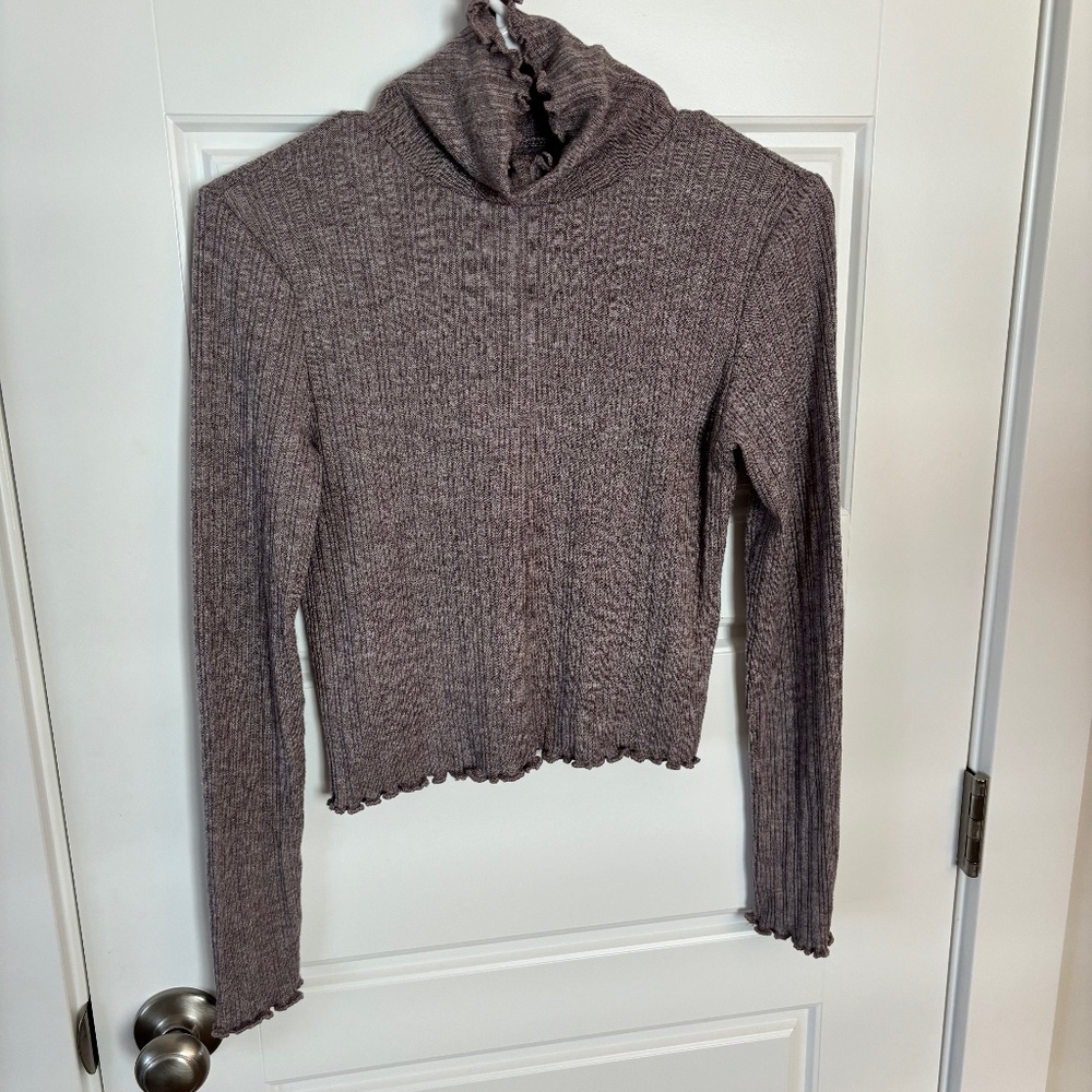Madewell Soft Rib RippeEdge Long Sleeve Turtleneck Top